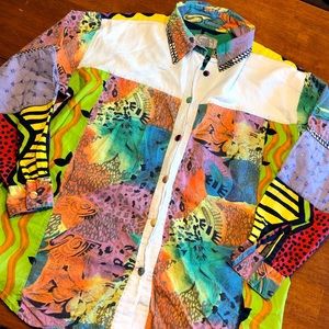 80’s 90’s Bel Air Neon Abstract Button down shirt